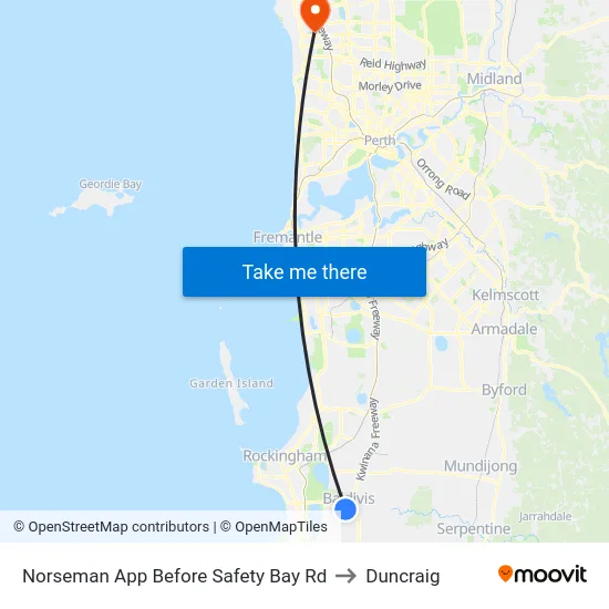 Norseman App Before Safety Bay Rd to Duncraig map