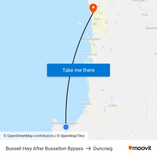 Bussell Hwy After Busselton Bypass to Duncraig map