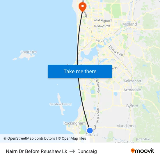 Nairn Dr Before Reushaw Lk to Duncraig map