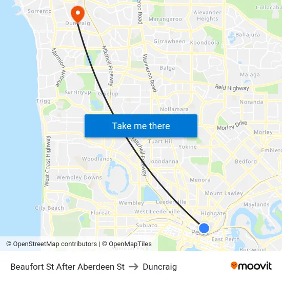 Beaufort St After Aberdeen St to Duncraig map