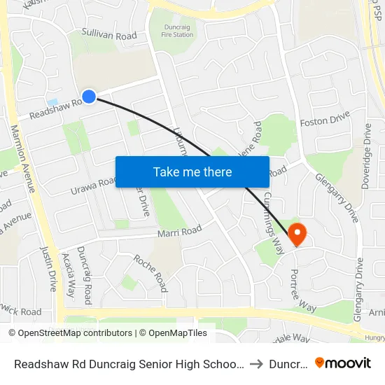Readshaw Rd Duncraig Senior High School Stand 4 to Duncraig map