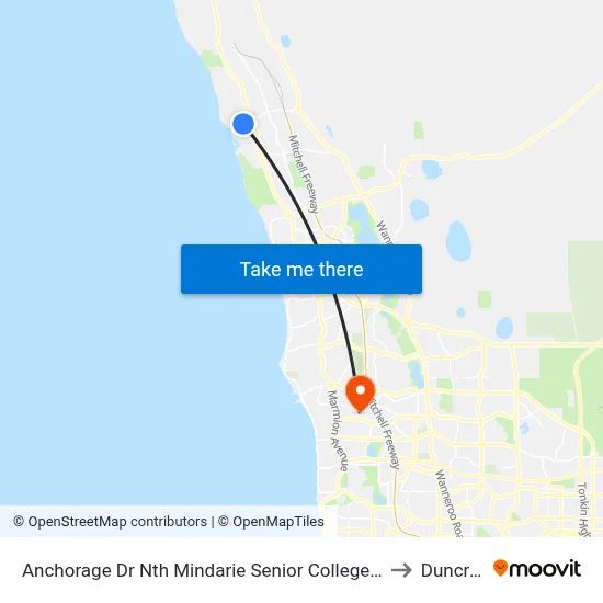 Anchorage Dr Nth Mindarie Senior College Stand 4 to Duncraig map