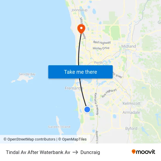 Tindal Av After Waterbank Av to Duncraig map