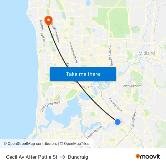 Cecil Av After Pattie St to Duncraig map