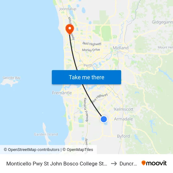 Monticello Pwy St John Bosco College Stand 1 to Duncraig map