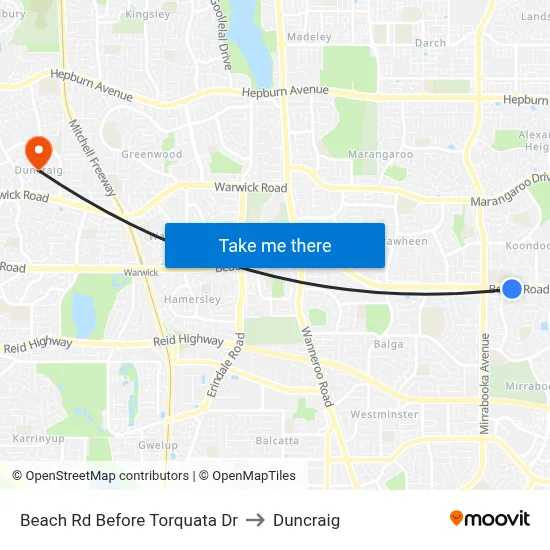 Beach Rd Before Torquata Dr to Duncraig map