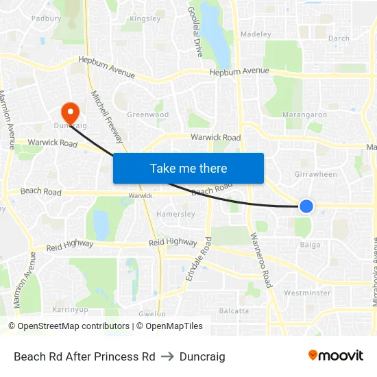Beach Rd After Princess Rd to Duncraig map