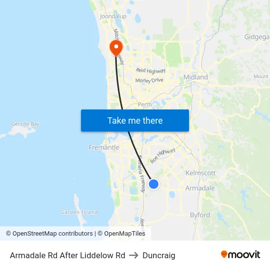 Armadale Rd After Liddelow Rd to Duncraig map