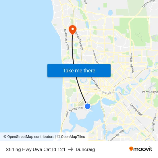 Stirling Hwy Uwa Cat Id 121 to Duncraig map