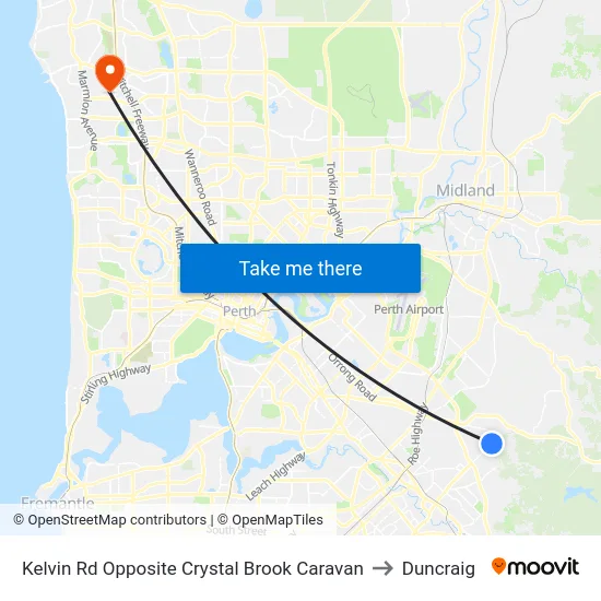 Kelvin Rd Opposite Crystal Brook Caravan to Duncraig map