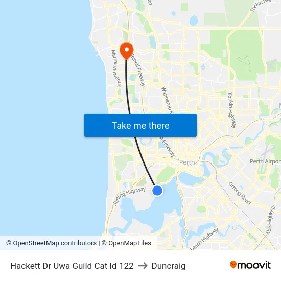 Hackett Dr Uwa Guild Cat Id 122 to Duncraig map