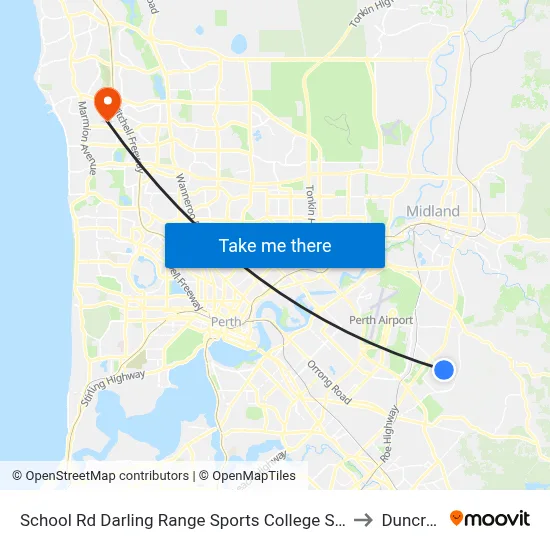 School Rd Darling Range Sports College Stand 2 to Duncraig map