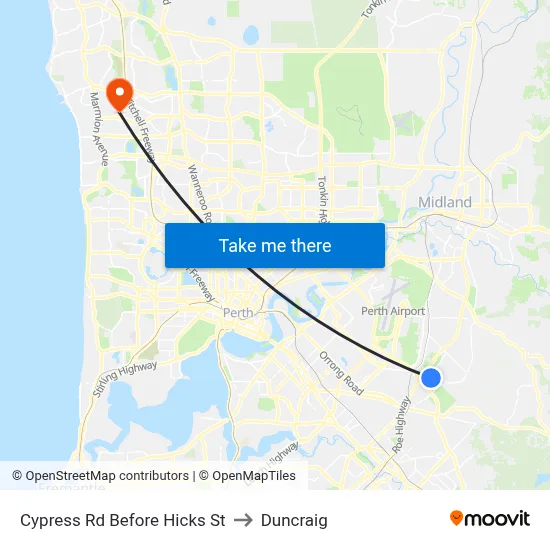 Cypress Rd Before Hicks St to Duncraig map
