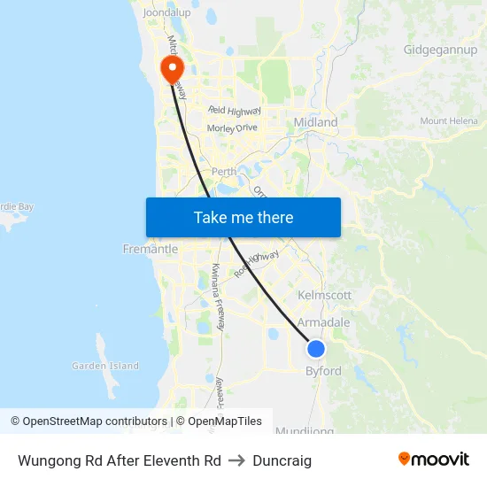 Wungong Rd After Eleventh Rd to Duncraig map