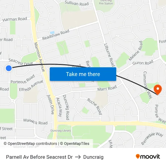 Parnell Av Before Seacrest Dr to Duncraig map