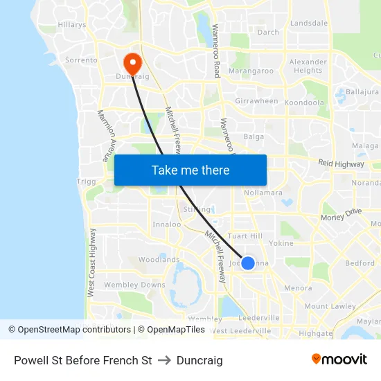 Powell St Before French St to Duncraig map