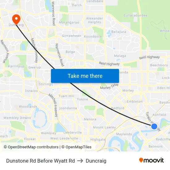 Dunstone Rd Before Wyatt Rd to Duncraig map