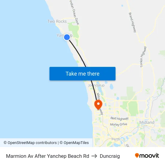 Marmion Av After Yanchep Beach Rd to Duncraig map