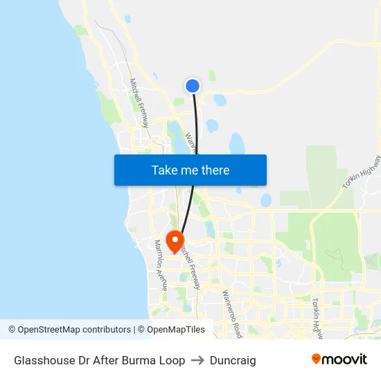 Glasshouse Dr After Burma Loop to Duncraig map