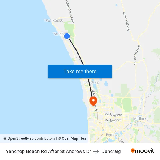 Yanchep Beach Rd After St Andrews Dr to Duncraig map