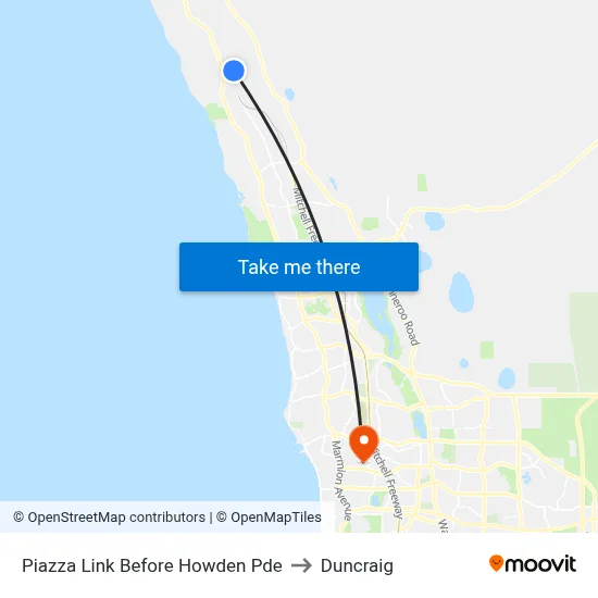 Piazza Link Before Howden Pde to Duncraig map
