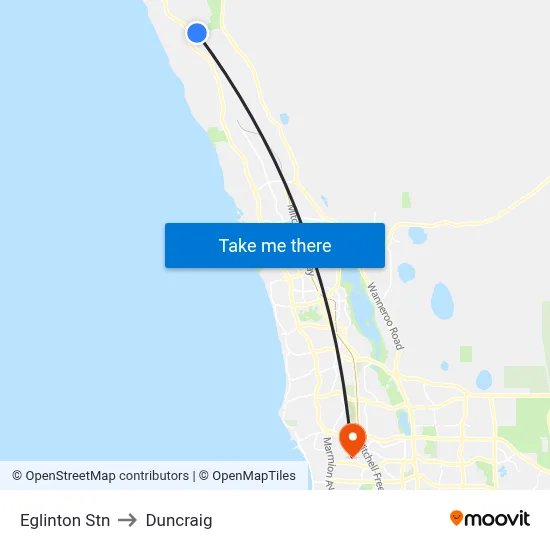 Eglinton Stn to Duncraig map