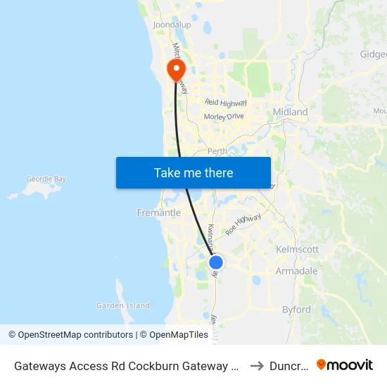 Gateways Access Rd Cockburn Gateway Shop Ctr to Duncraig map