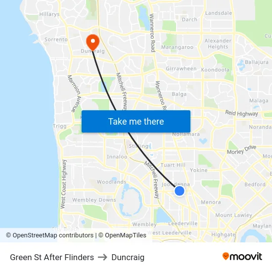 Green St After Flinders to Duncraig map