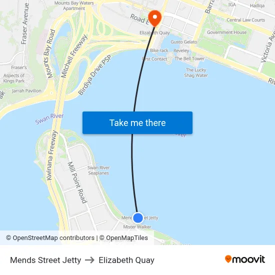 Mends Street Jetty to Elizabeth Quay map