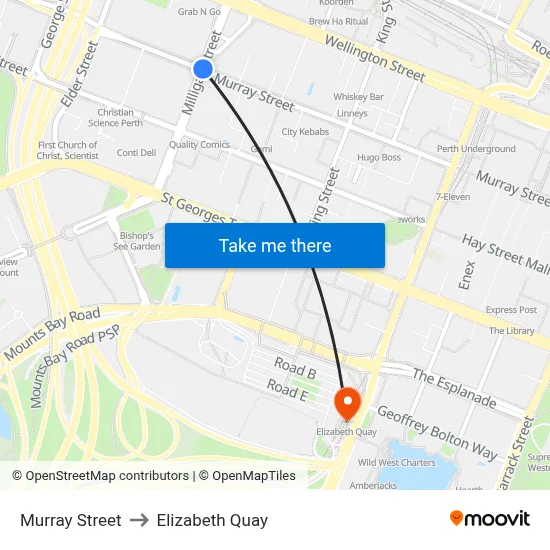 Murray Street to Elizabeth Quay map