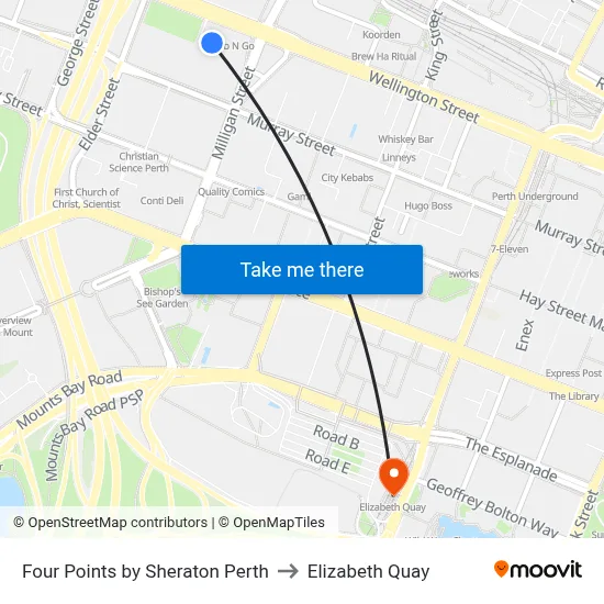 Four Points by Sheraton Perth to Elizabeth Quay map