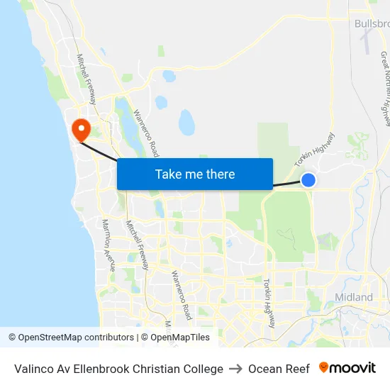 Valinco Av Ellenbrook Christian College to Ocean Reef map