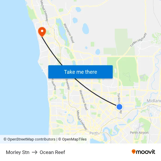 Morley Stn to Ocean Reef map