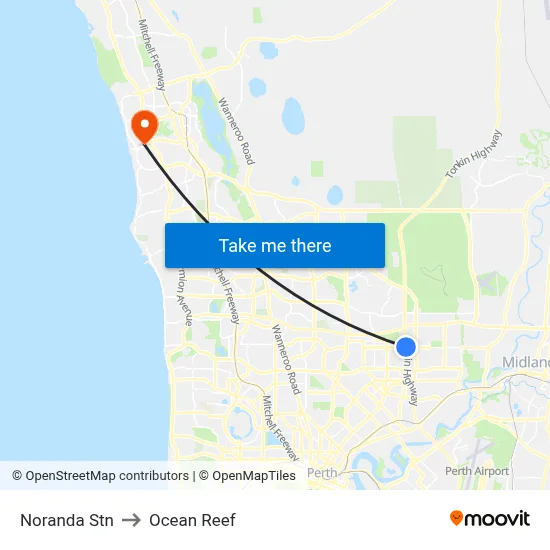 Noranda Stn to Ocean Reef map
