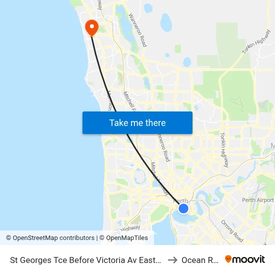St Georges Tce Before Victoria Av Eastbound to Ocean Reef map