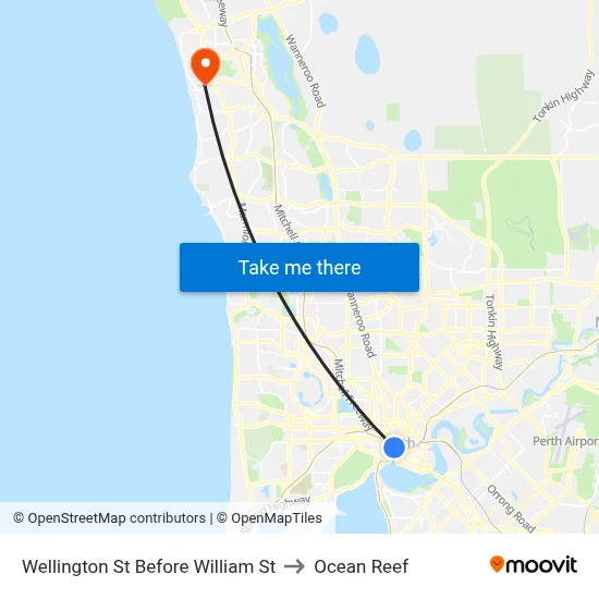 Wellington St Before William St to Ocean Reef map