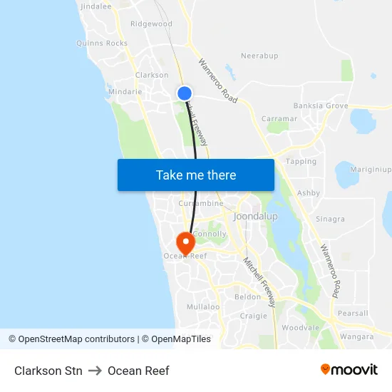 Clarkson Stn to Ocean Reef map