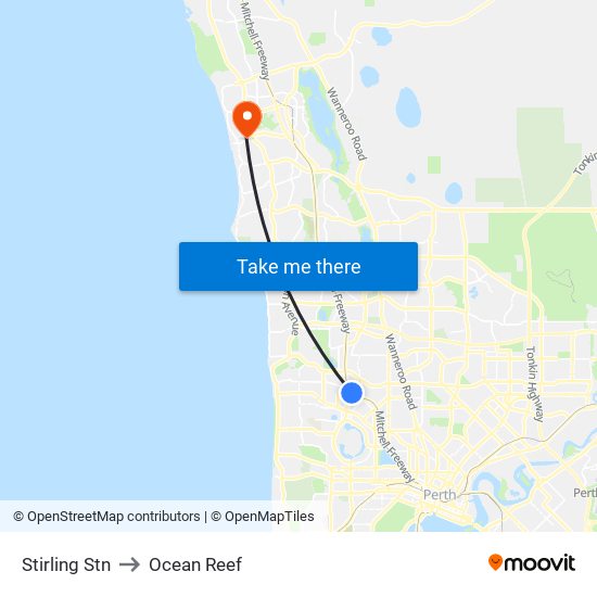 Stirling Stn to Ocean Reef map