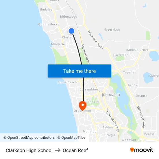Clarkson High School to Ocean Reef map