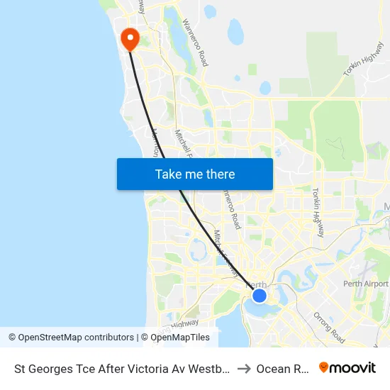 St Georges Tce After Victoria Av Westbound to Ocean Reef map