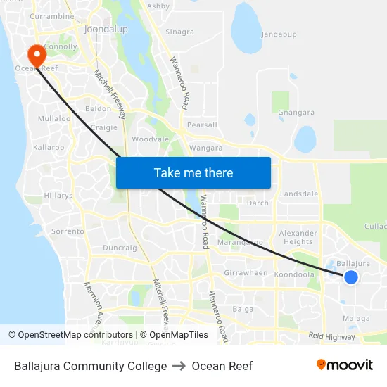 Ballajura Community College to Ocean Reef map