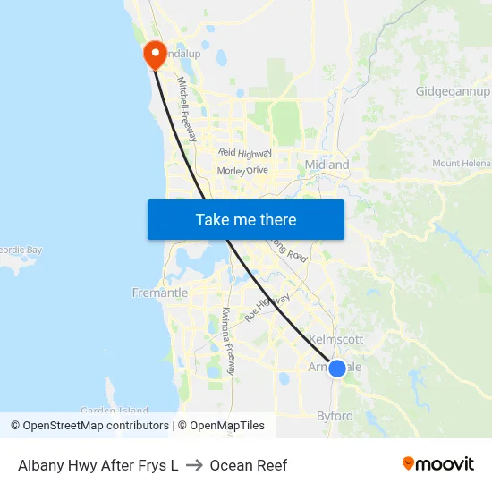 Albany Hwy After Frys L to Ocean Reef map