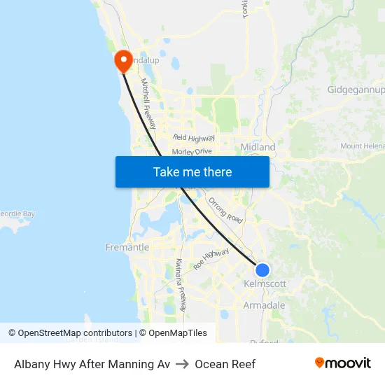 Albany Hwy After Manning Av to Ocean Reef map