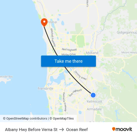 Albany Hwy Before Verna St to Ocean Reef map