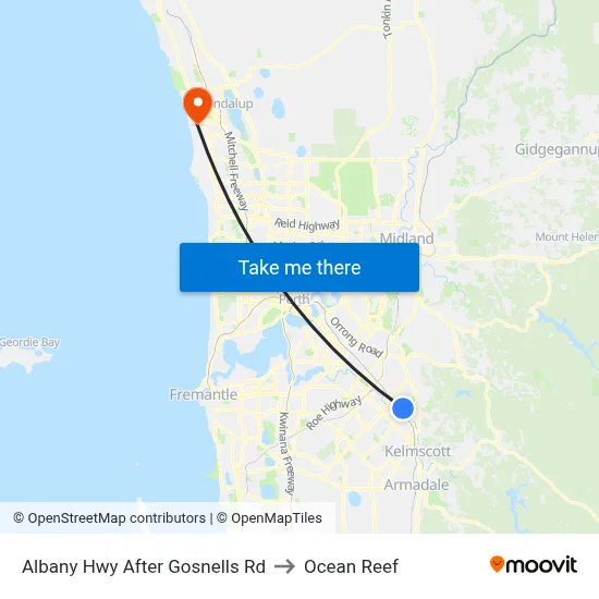 Albany Hwy After Gosnells Rd to Ocean Reef map