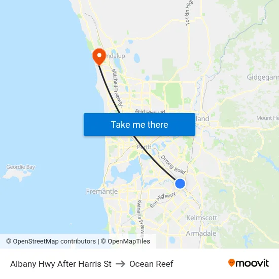 Albany Hwy After Harris St to Ocean Reef map