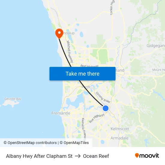 Albany Hwy After Clapham St to Ocean Reef map