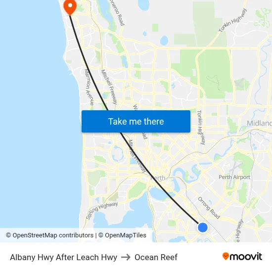 Albany Hwy After Leach Hwy to Ocean Reef map