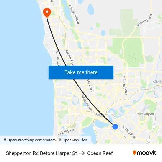 Shepperton Rd Before Harper St to Ocean Reef map