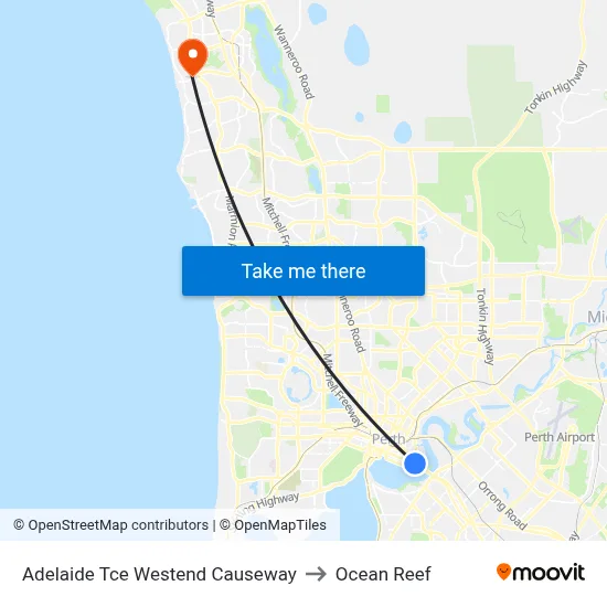 Adelaide Tce Westend Causeway to Ocean Reef map